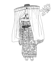 A coloring page of japanese clothing